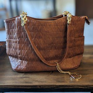 MKF Collection by Mia K. Light Brown M Embossed Tote